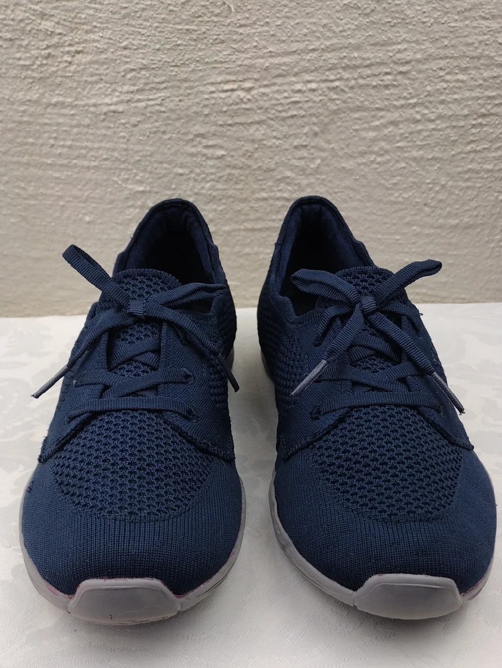 Skechers Seager Air-Cooled Memory Foam Navy Stretch Fit Knit Wedge Heel Shoe